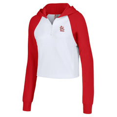 MLB St. Louis Cardinals Lusso Women's Jane Raglan Quarter-Zip Tri-Blend Cropped Pullover Hoodie