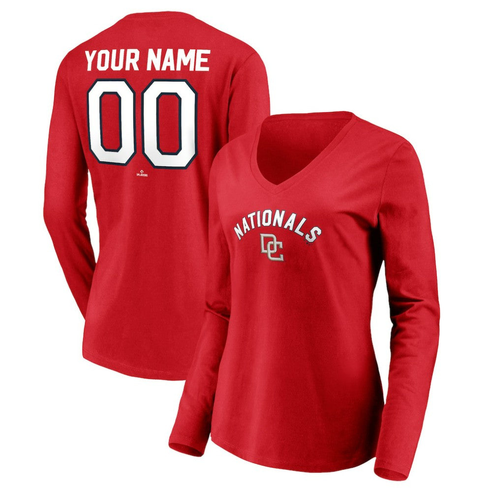 MLB Washington Nationals Women's Cooperstown Collection Personalized Winning Streak Long Sleeve V-Neck T-Shirt