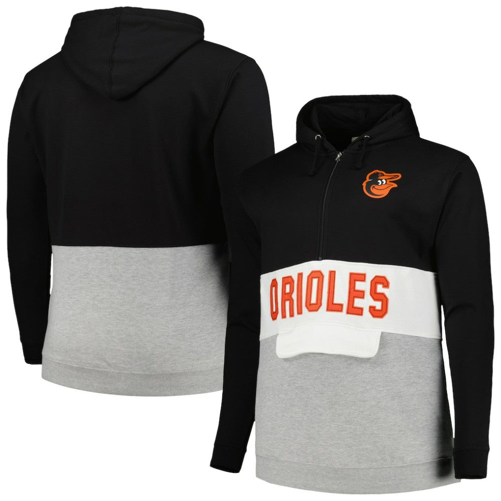MLB Baltimore Orioles Big & Tall Hoodie Half-Zip Sweatshirt