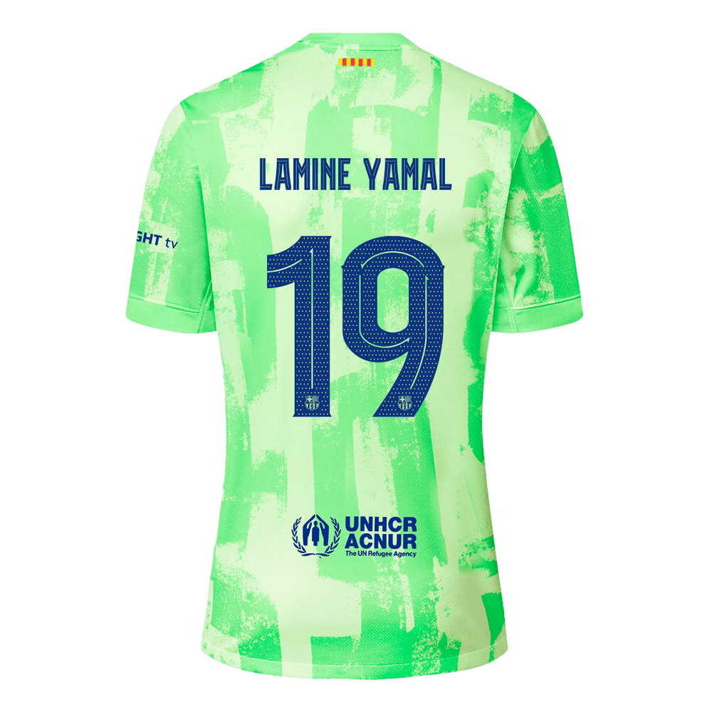 LAMINE YAMAL #19 Barcelona Spotify Logo Without Text Third Jersey - UCL Font