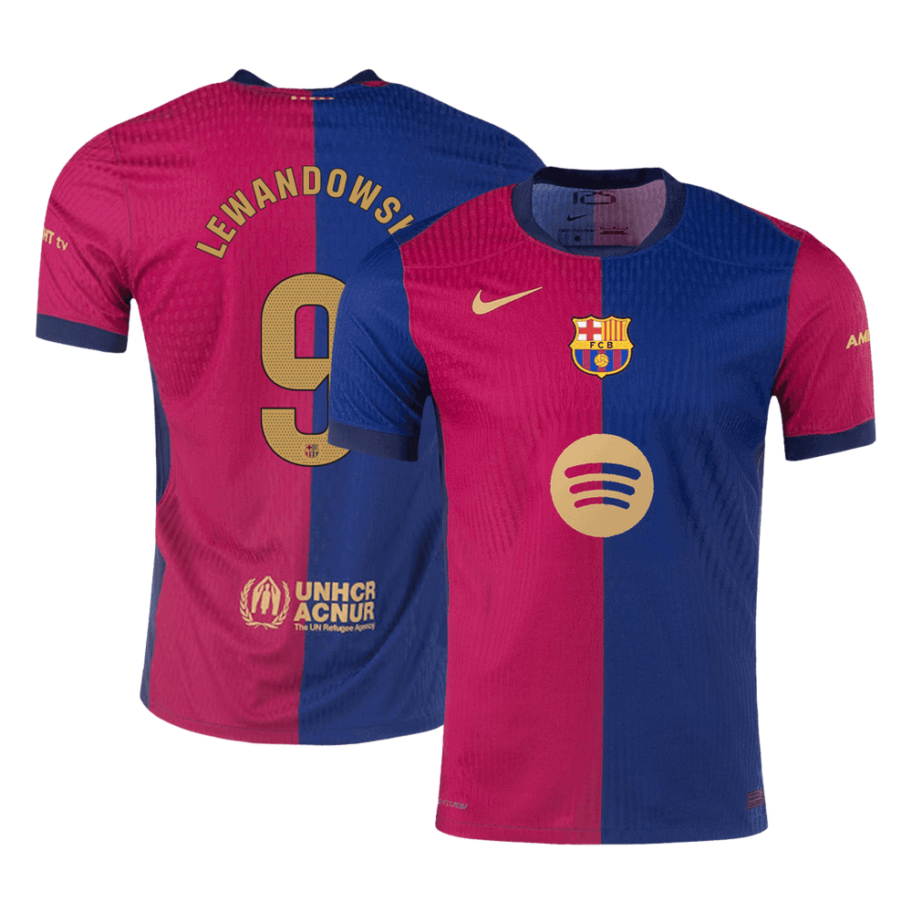 LEWANDOWSKI #9 Barcelona Home Spotify Logo Without Text Match Jersey