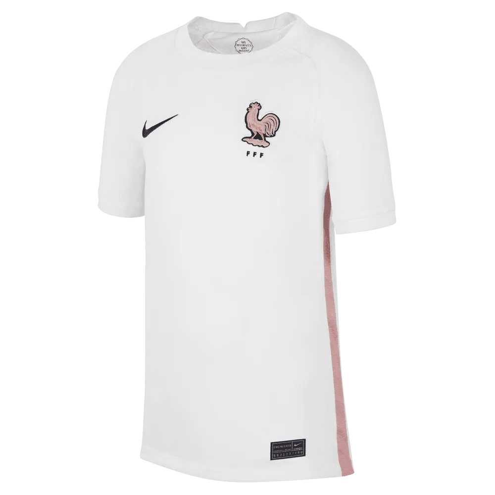 2022-23 France Away Youth Soccer Jersey White-Pink Glaze-Blue / Nike