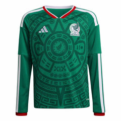 2026 Mexico Youth Stadium Home Long-Sleeve Soccer Jersey / Adidas