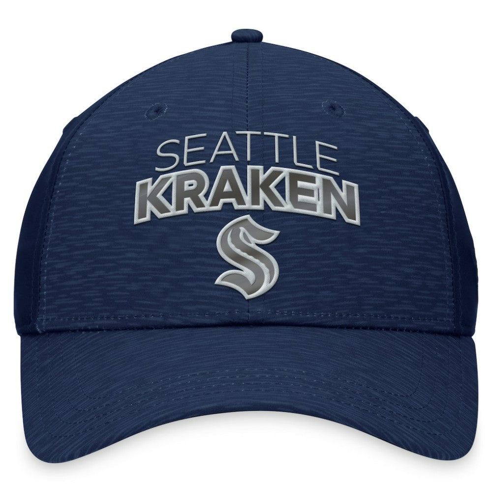 NHL Deep Sea Blue Seattle Kraken Fanatics Authentic Pro Road Stack Logo Flex Hat