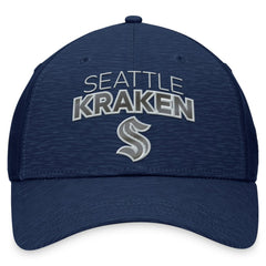 NHL Deep Sea Blue Seattle Kraken Fanatics Authentic Pro Road Stack Logo Flex Hat