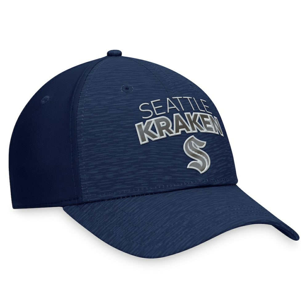 NHL Deep Sea Blue Seattle Kraken Fanatics Authentic Pro Road Stack Logo Flex Hat