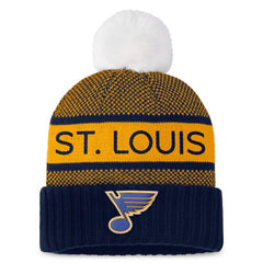 NHL Navy/Gold St. Louis Blues Fanatics Women's Authentic Pro Rink Cuffed Knit Hat with Pom