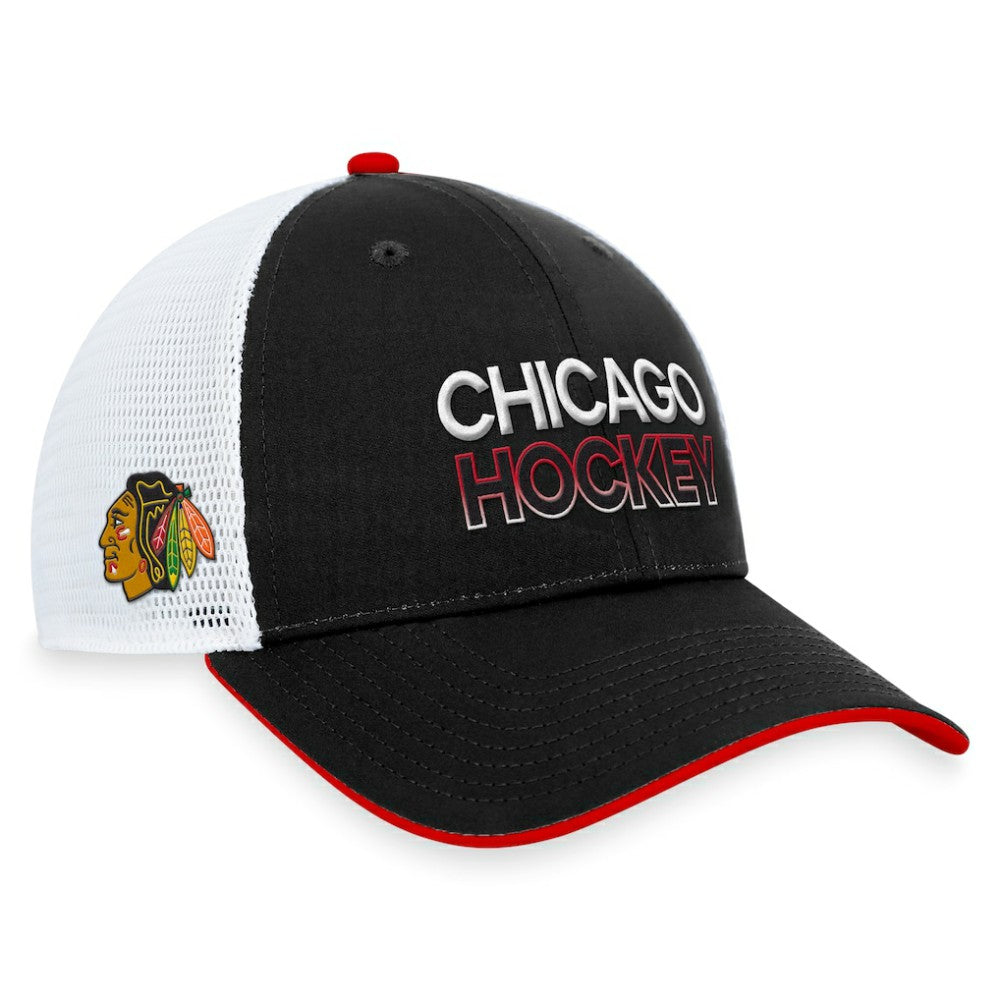 NHL Black Chicago Blackhawks Fanatics Authentic Pro Rink Trucker Adjustable Hat