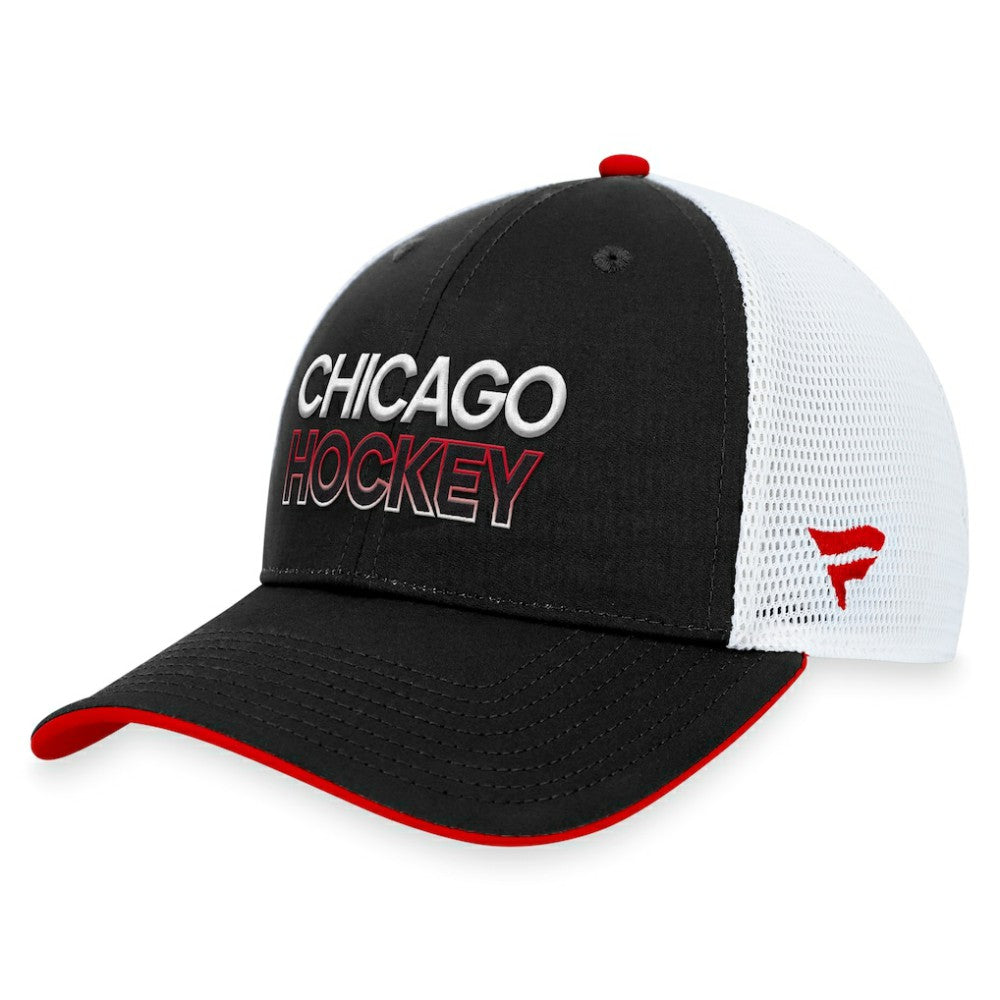 NHL Black Chicago Blackhawks Fanatics Authentic Pro Rink Trucker Adjustable Hat