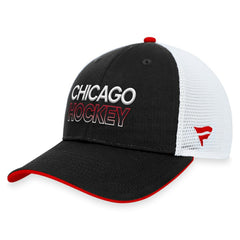 NHL Black Chicago Blackhawks Fanatics Authentic Pro Rink Trucker Adjustable Hat