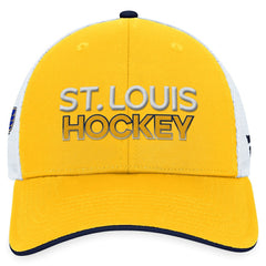 NHL Gold St. Louis Blues Fanatics Authentic Pro Rink Trucker Adjustable Hat
