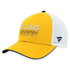 NHL Gold St. Louis Blues Fanatics Authentic Pro Rink Trucker Adjustable Hat