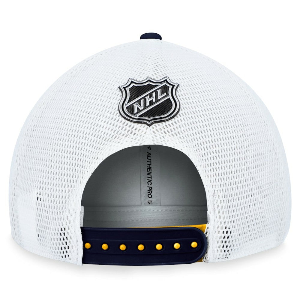 NHL Gold St. Louis Blues Fanatics Authentic Pro Rink Trucker Adjustable Hat