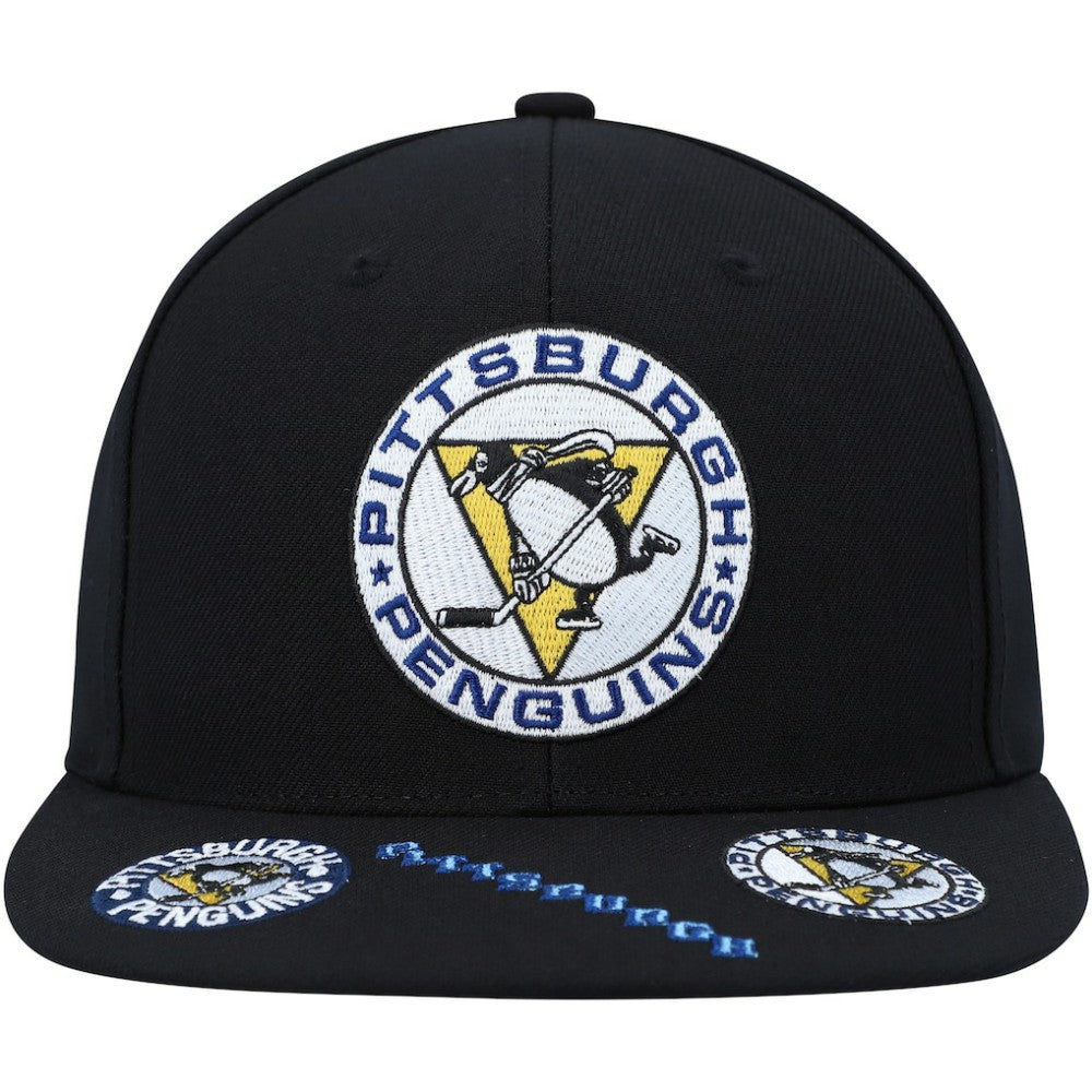 NHL Black Pittsburgh Penguins Mitchell & Ness Vintage Hat Trick Snapback Hat
