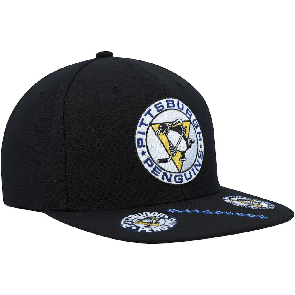 NHL Black Pittsburgh Penguins Mitchell & Ness Vintage Hat Trick Snapback Hat