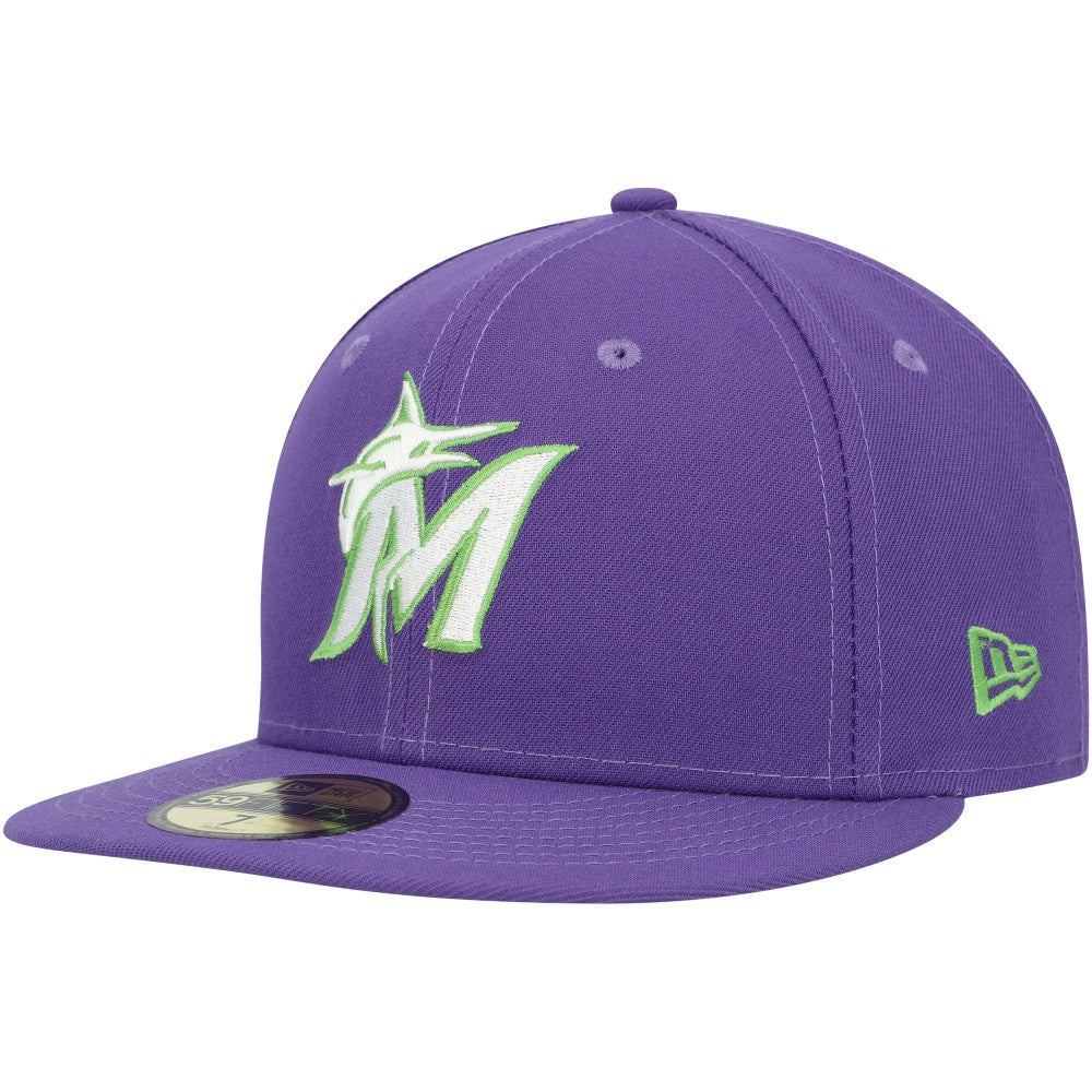 MLB Miami Marlins New Era Lime Side Patch 59FIFTY Fitted Hat