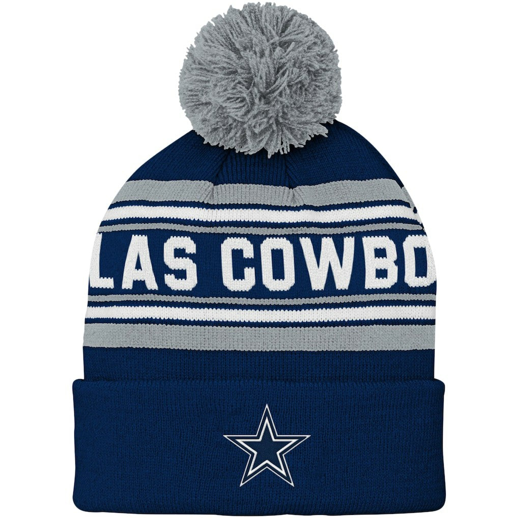 Preschool Jacquard Cuffed Knit Hat with Pom - Dallas Cowboys