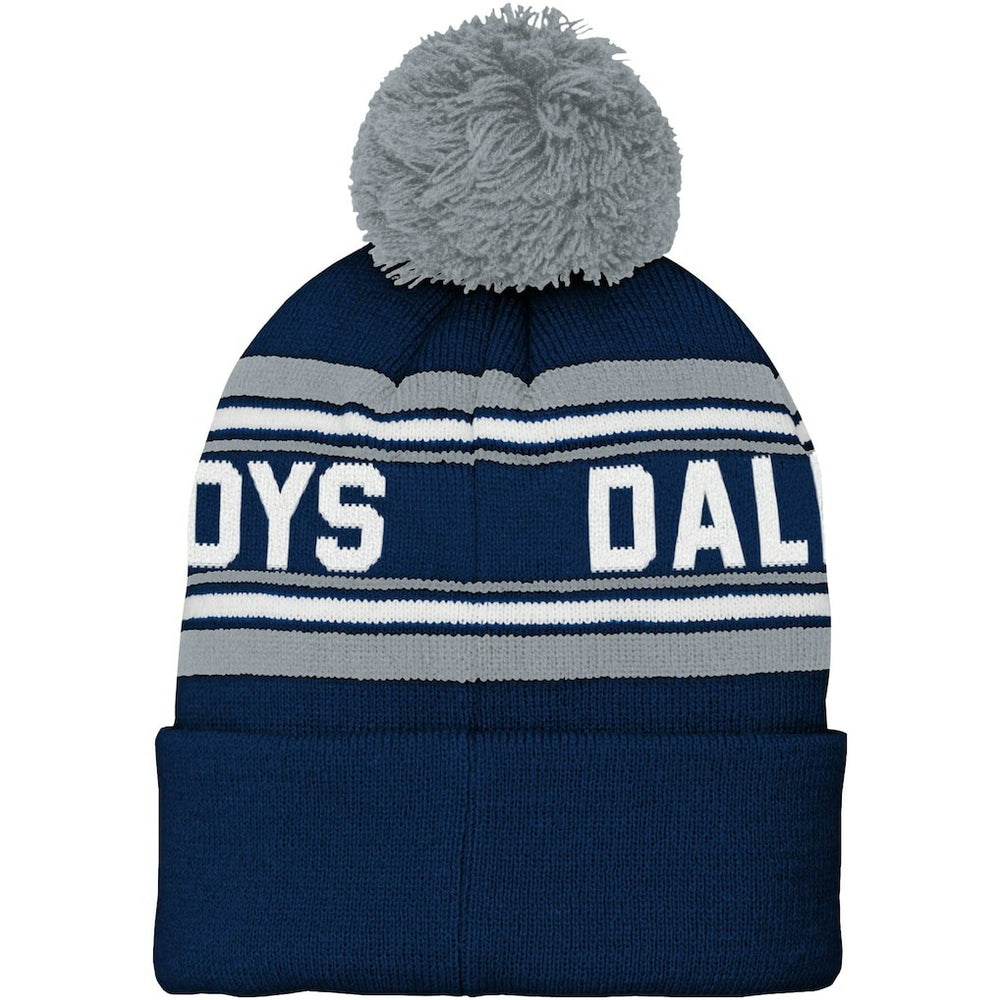 Youth Jacquard Cuffed Knit Hat with Pom - Dallas Cowboys