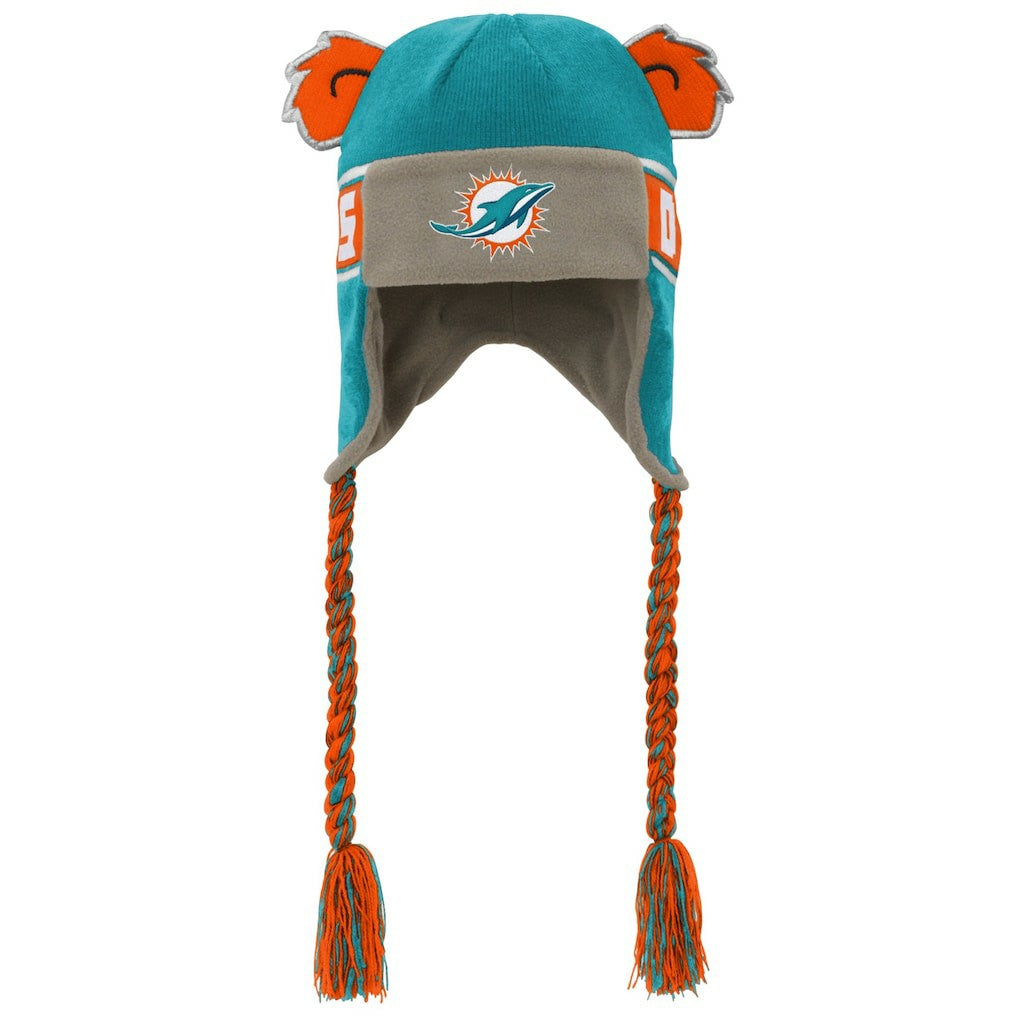 Youth Wordmark Ears Trooper Knit Hat - Miami Dolphins