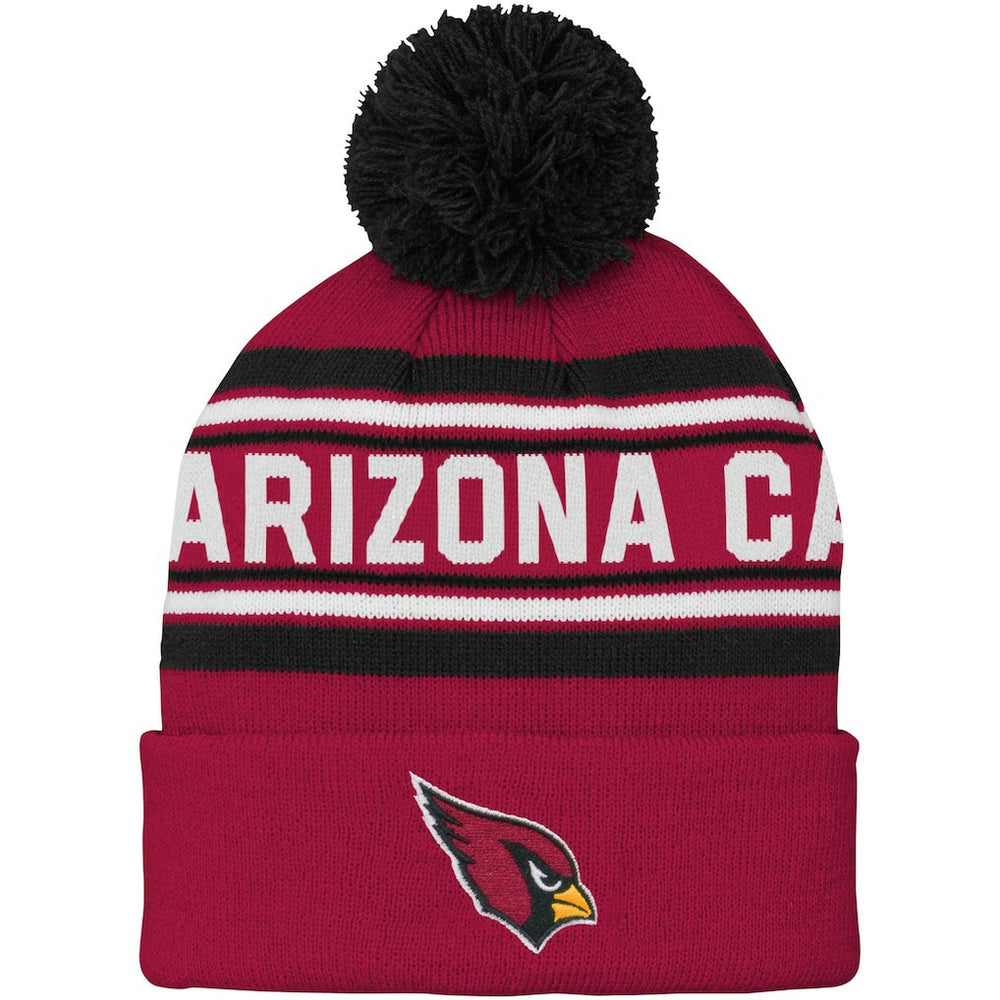 Youth Jacquard Cuffed Knit Hat with Pom - Arizona Cardinals