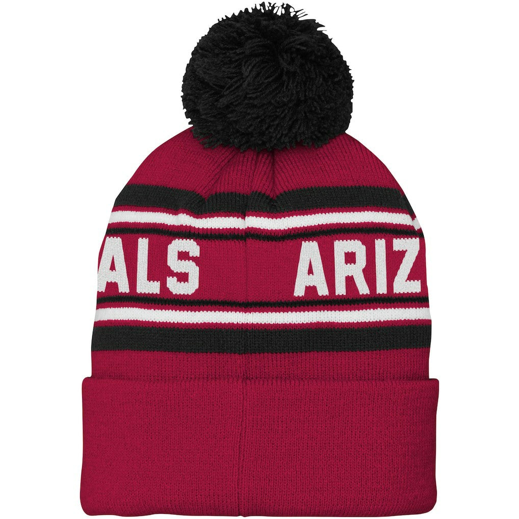 Youth Jacquard Cuffed Knit Hat with Pom - Arizona Cardinals