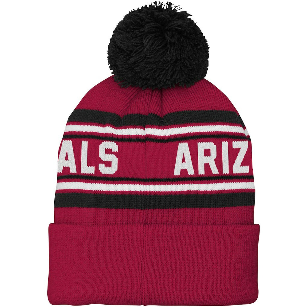 Youth Jacquard Cuffed Knit Hat with Pom - Arizona Cardinals