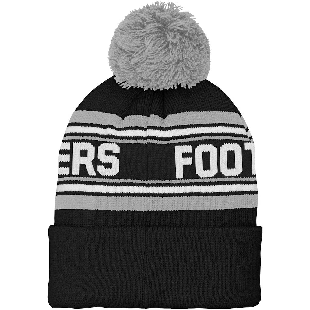Youth Jacquard Cuffed Knit Hat with Pom - Las Vegas Raiders