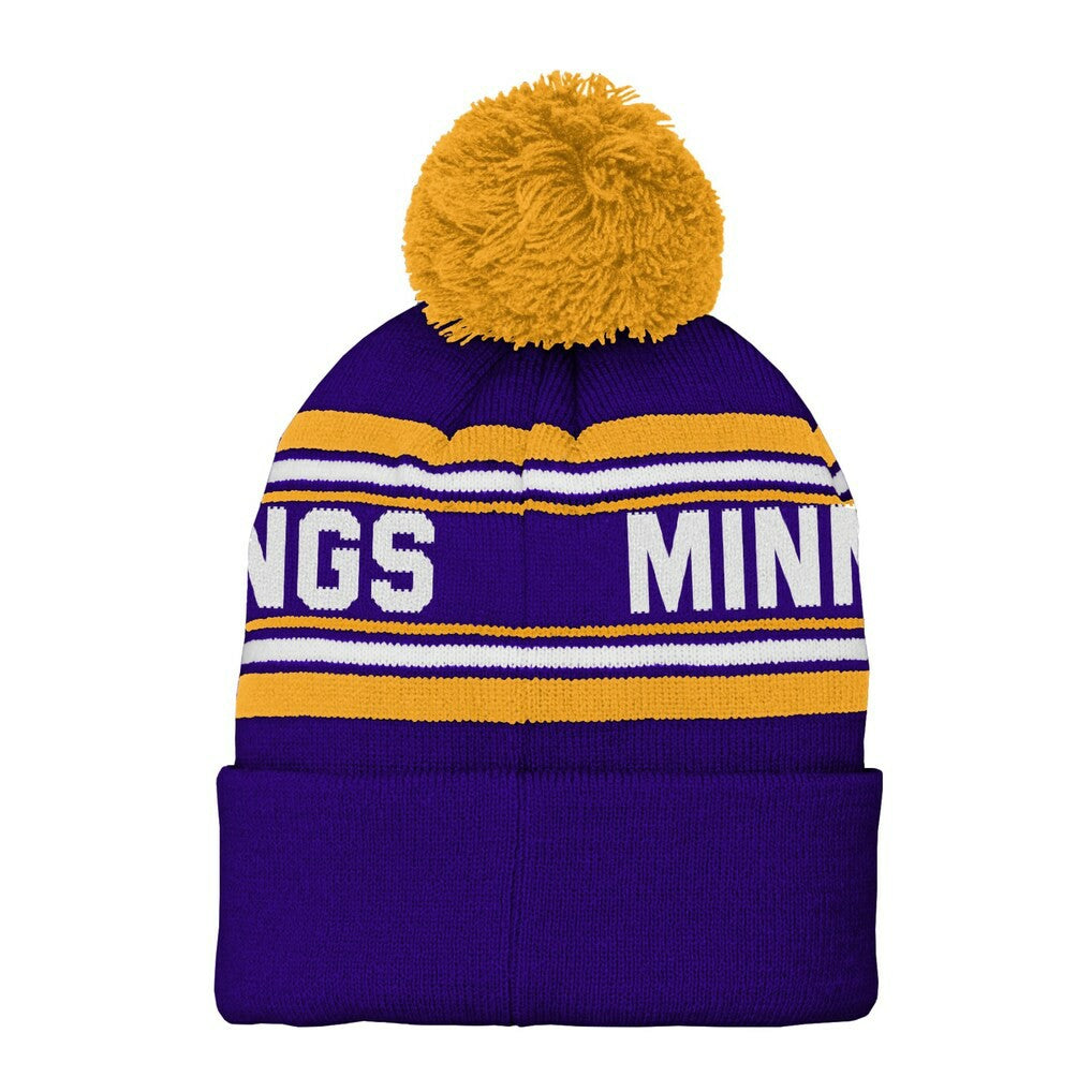 Youth Jacquard Cuffed Knit Hat with Pom - Minnesota Vikings