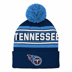 Youth Jacquard Cuffed Knit Hat with Pom - Tennessee Titans