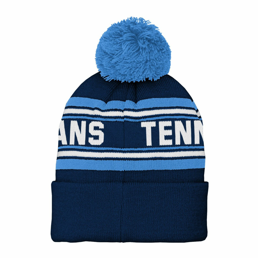 Youth Jacquard Cuffed Knit Hat with Pom - Tennessee Titans