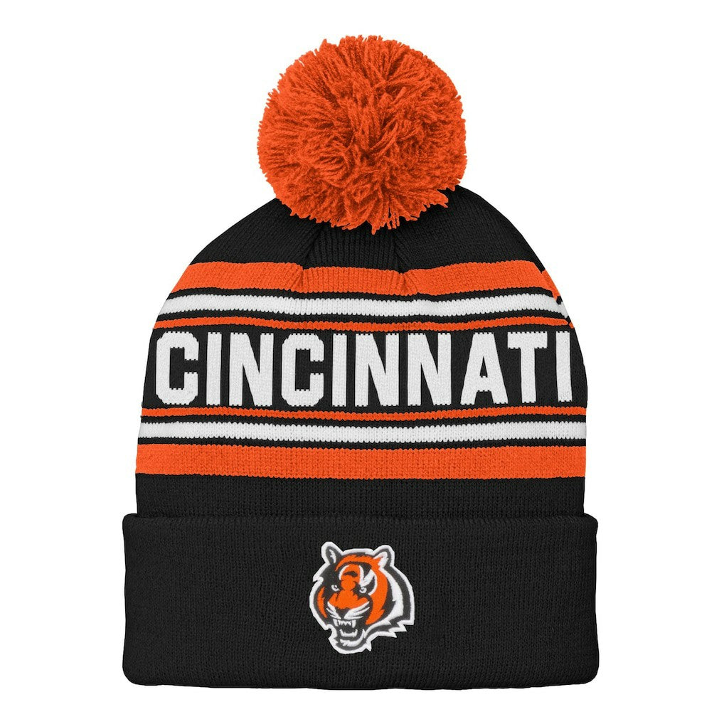 Preschool Jacquard Cuffed Knit Hat with Pom - Cincinnati Bengals