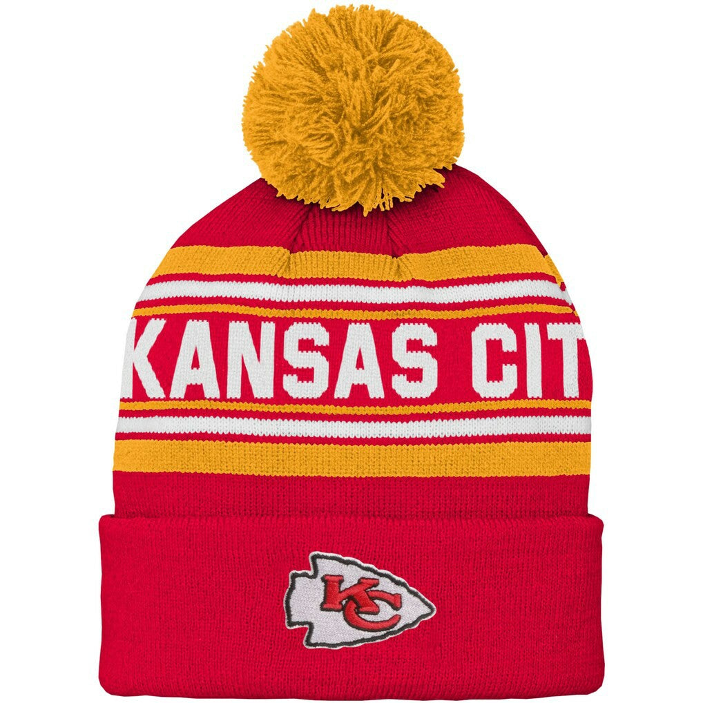 Preschool Jacquard Cuffed Knit Hat with Pom - Kansas City Chiefs
