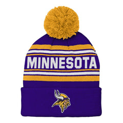 Preschool Jacquard Cuffed Knit Hat with Pom - Minnesota Vikings