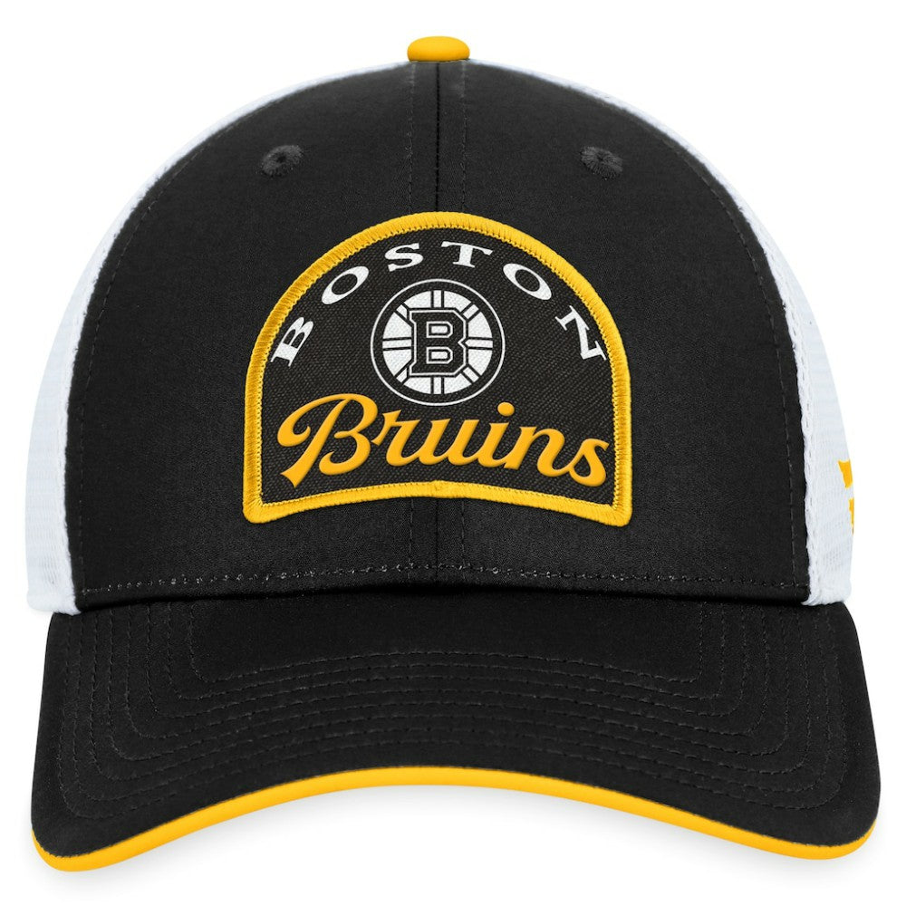 NHL Black/White Boston Bruins Fanatics Fundamental Adjustable Hat