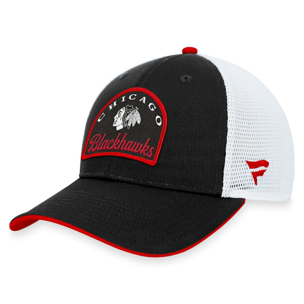 NHL Black/White Chicago Blackhawks Fanatics Fundamental Adjustable Hat