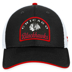 NHL Black/White Chicago Blackhawks Fanatics Fundamental Adjustable Hat