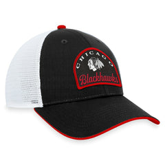 NHL Black/White Chicago Blackhawks Fanatics Fundamental Adjustable Hat