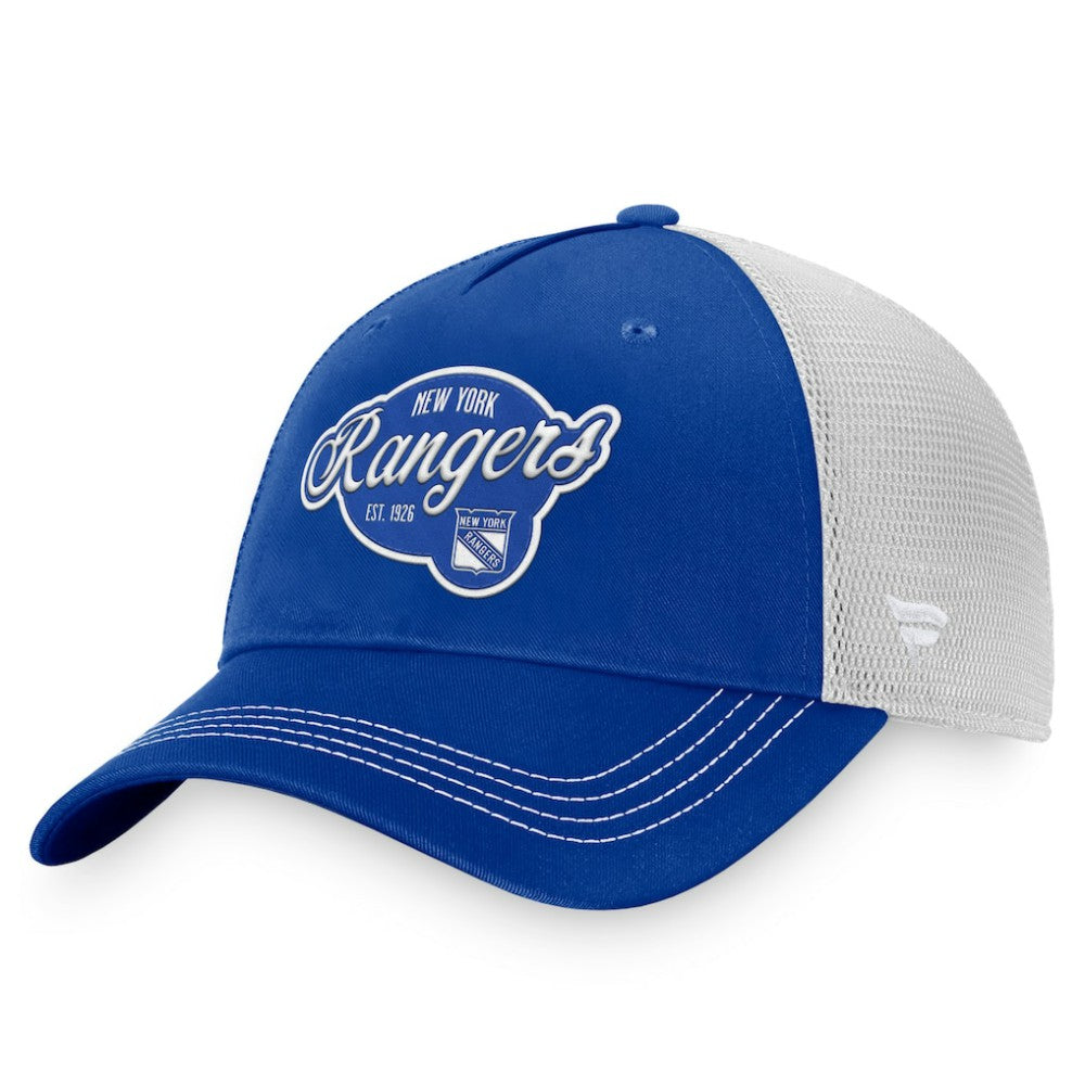 NHL Navy/White New York Rangers Fanatics Women's Fundamental Trucker Adjustable Hat