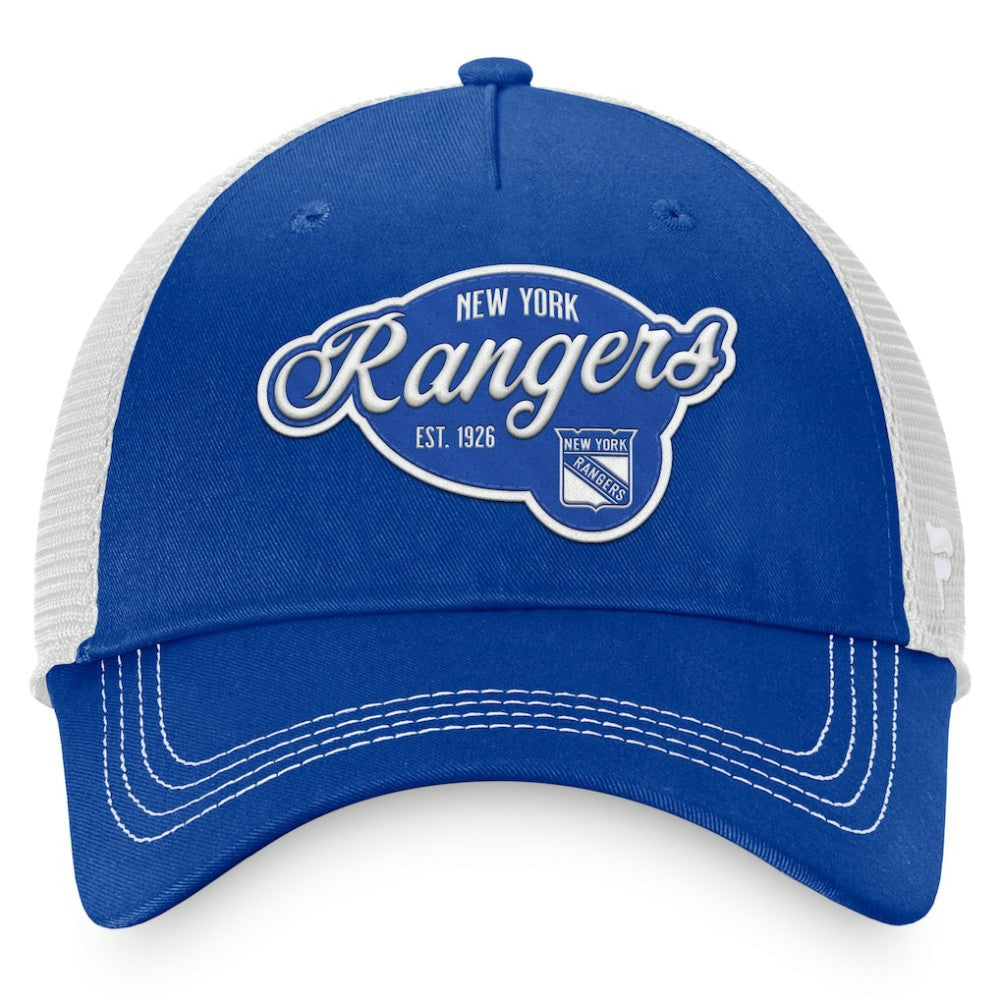 NHL Navy/White New York Rangers Fanatics Women's Fundamental Trucker Adjustable Hat