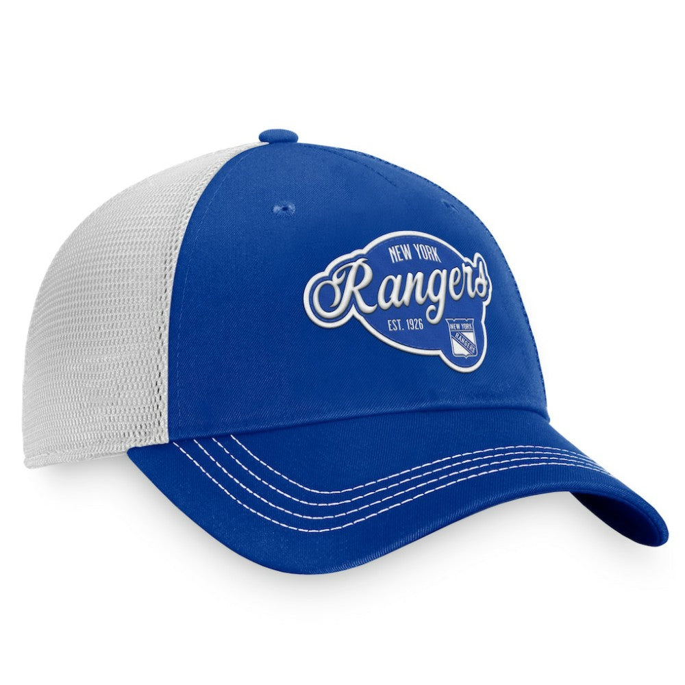 NHL Navy/White New York Rangers Fanatics Women's Fundamental Trucker Adjustable Hat