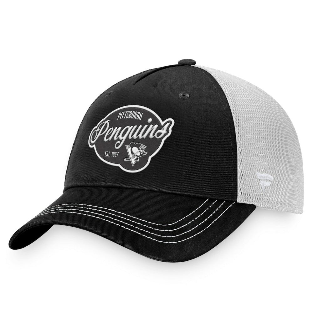 NHL Black/White Pittsburgh Penguins Fanatics Women's Fundamental Trucker Adjustable Hat