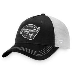 NHL Black/White Pittsburgh Penguins Fanatics Women's Fundamental Trucker Adjustable Hat