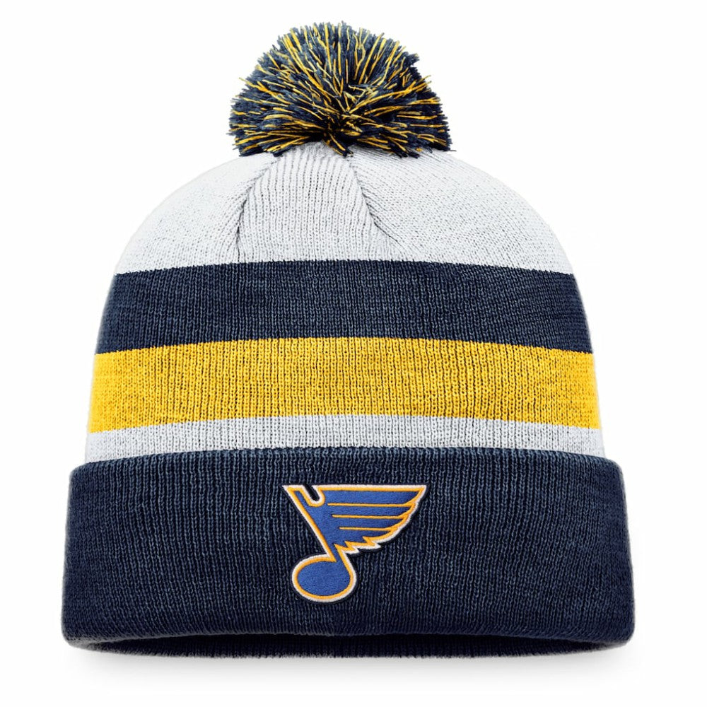 NHL Navy/Gold St. Louis Blues Fanatics Fundamental Cuffed Knit Hat with Pom