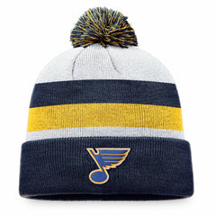 NHL Navy/Gold St. Louis Blues Fanatics Fundamental Cuffed Knit Hat with Pom
