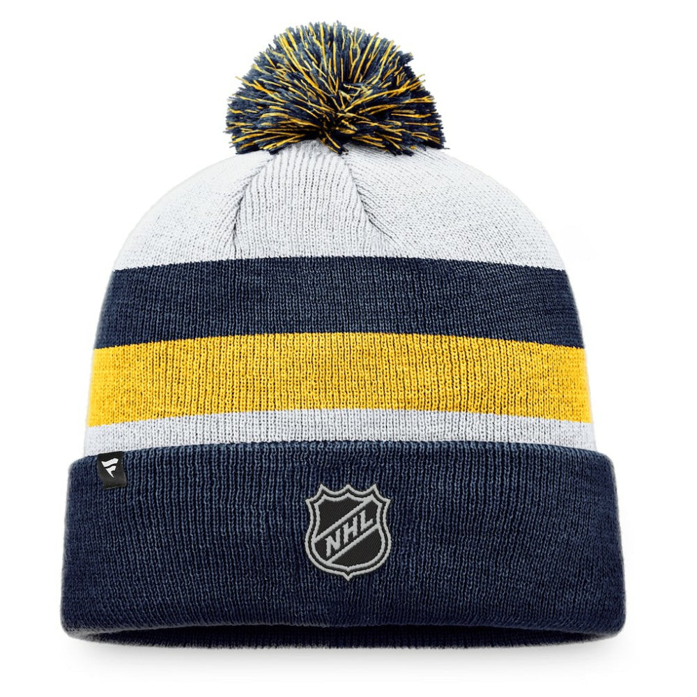 NHL Navy/Gold St. Louis Blues Fanatics Fundamental Cuffed Knit Hat with Pom
