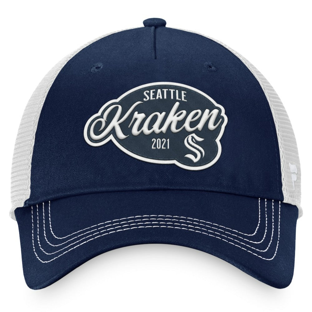 NHL Deep Sea Blue/White Seattle Kraken Fanatics Women's Fundamental Trucker Adjustable Hat