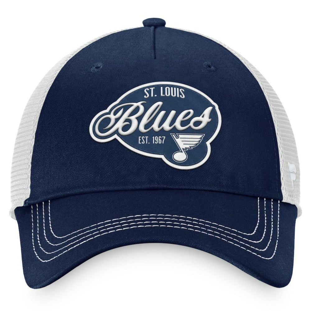 NHL Navy/White St. Louis Blues Fanatics Women's Fundamental Trucker Adjustable Hat