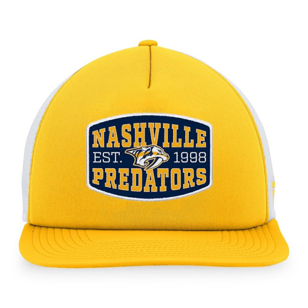 NHL Gold/White Nashville Predators Fanatics Foam Front Patch Trucker Snapback Hat
