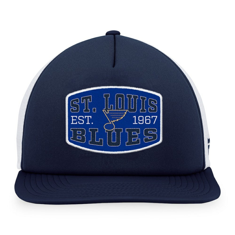 NHL Navy/White St. Louis Blues Fanatics Foam Front Patch Trucker Snapback Hat