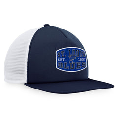 NHL Navy/White St. Louis Blues Fanatics Foam Front Patch Trucker Snapback Hat